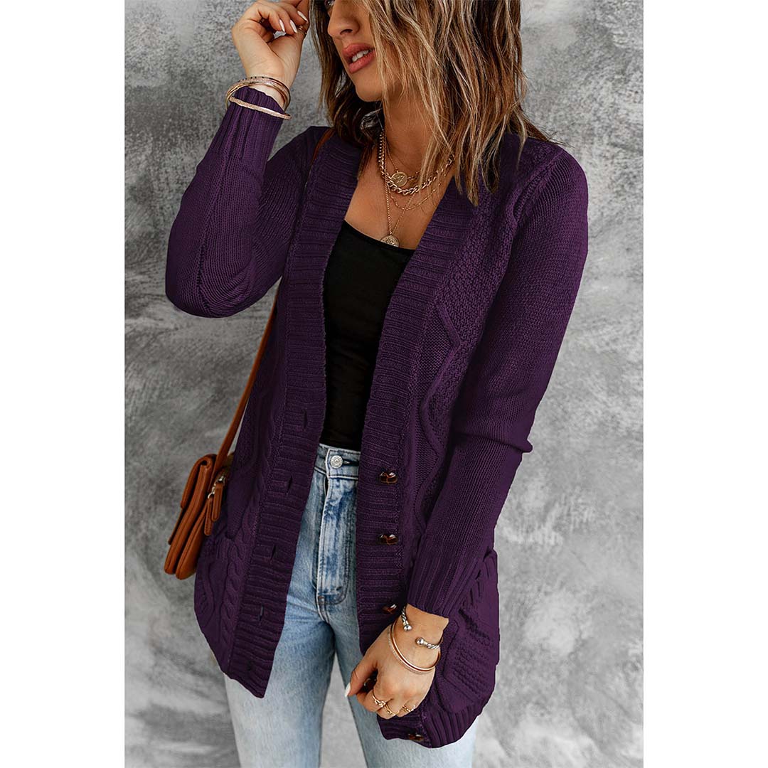 FRANKI CARDI WITH BUTTONS - PURPLE: Mulholland Drive