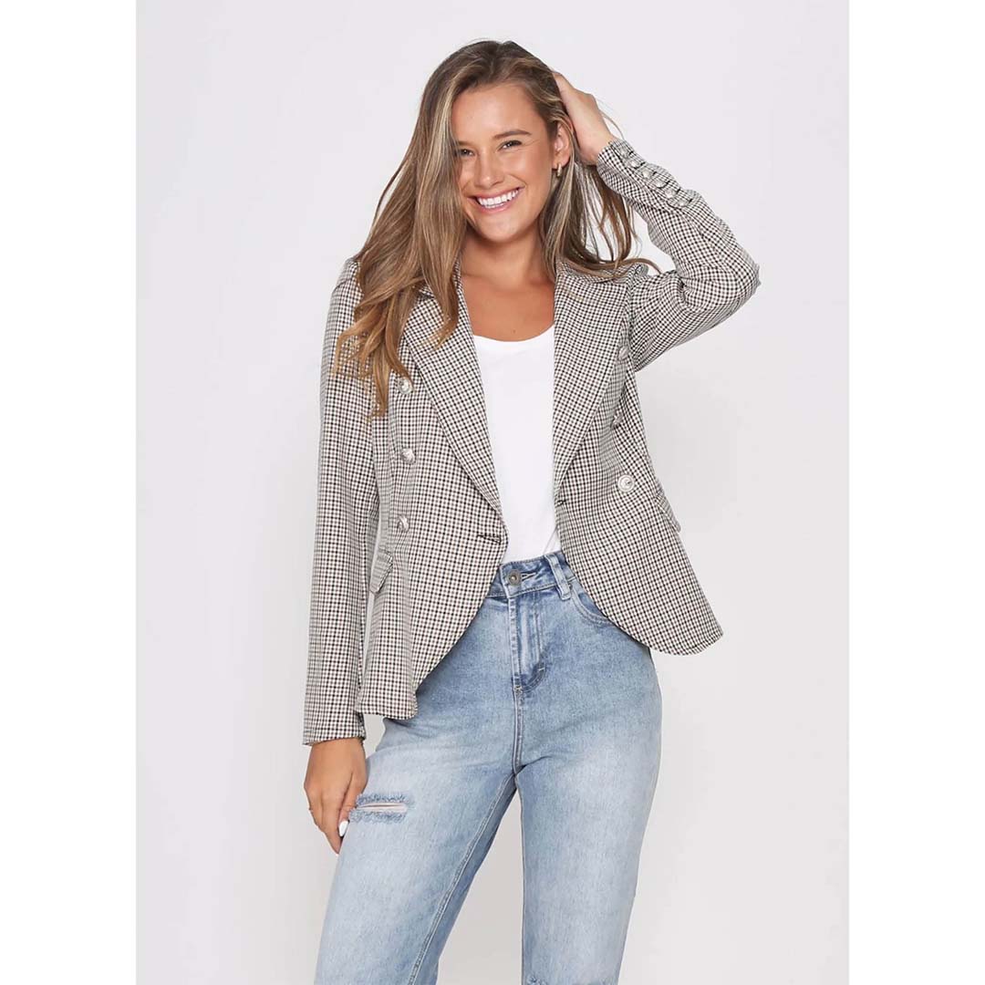 SIMONE BLAZER - SANDSTONE CHECK