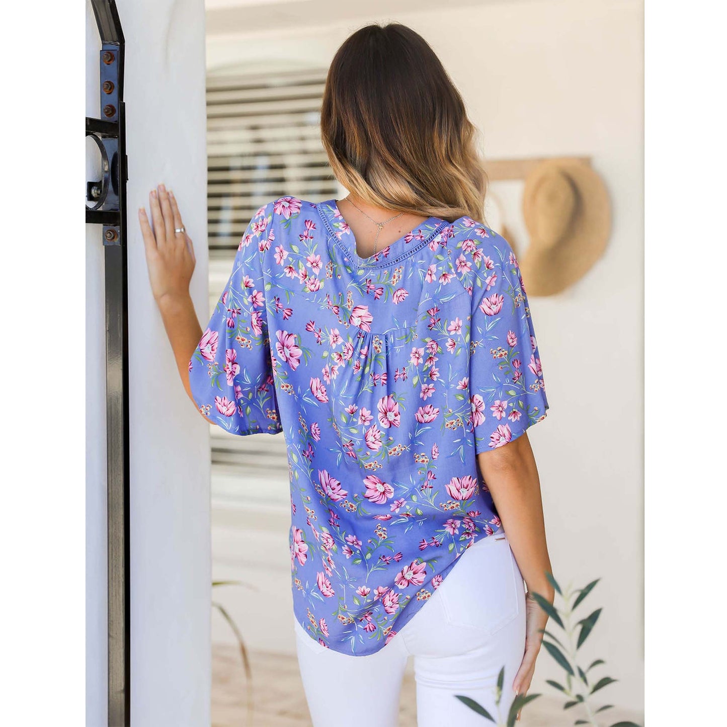 PEONY TOP WITH TIE - FLORAL
