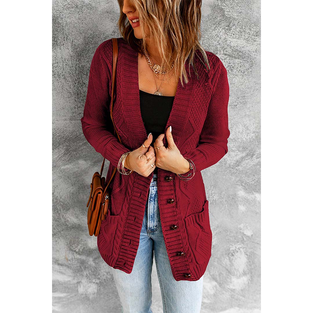 FRANKI CARDI WITH BUTTONS - BURGUNDY: Mulholland Drive