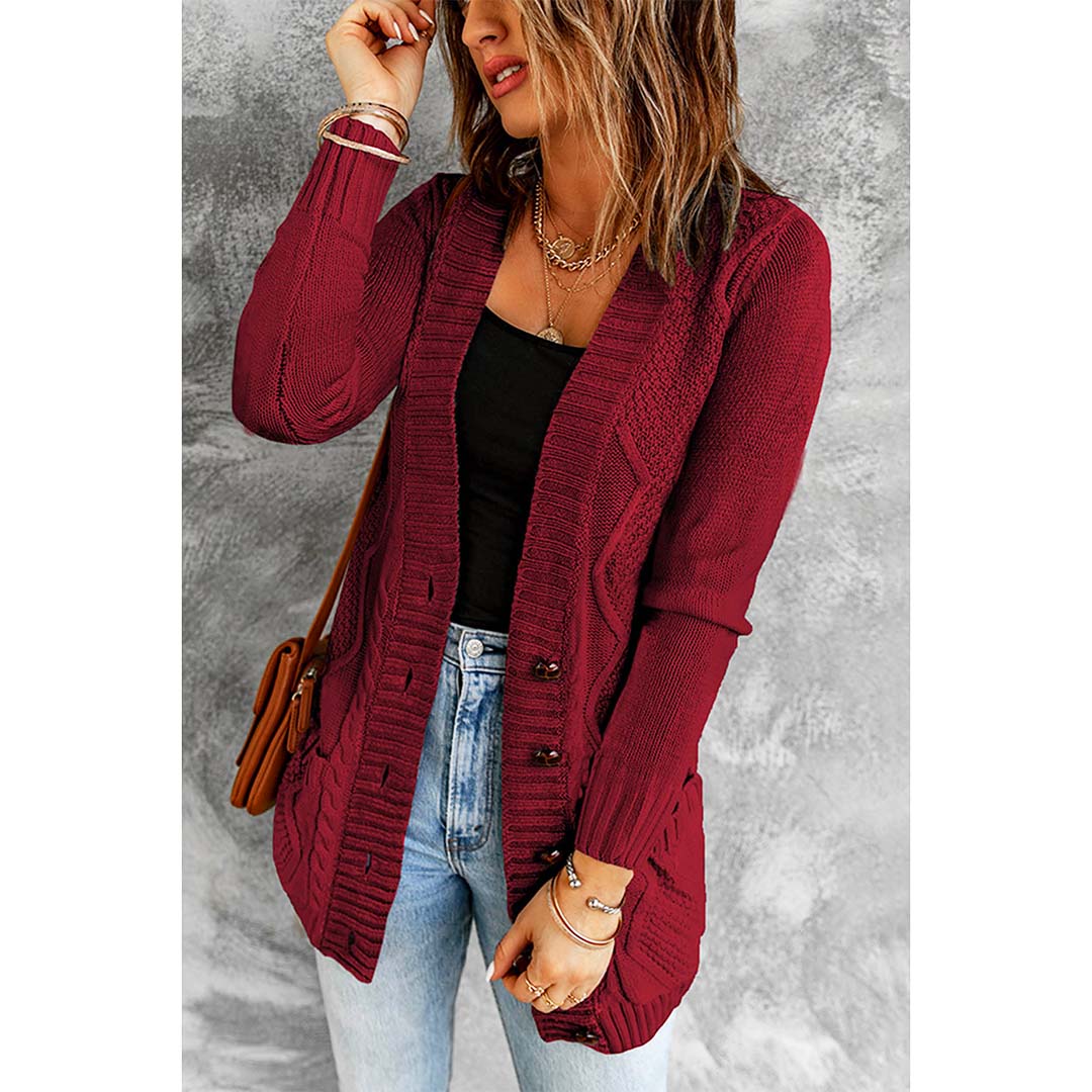 FRANKI CARDI WITH BUTTONS - BURGUNDY: Mulholland Drive