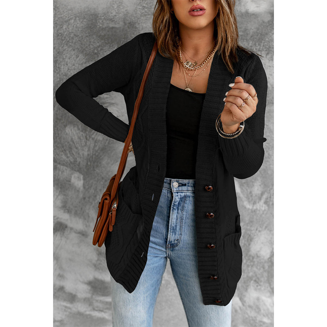 FRANKI CARDI WITH BUTTONS - BLACK: Mulholland Drive